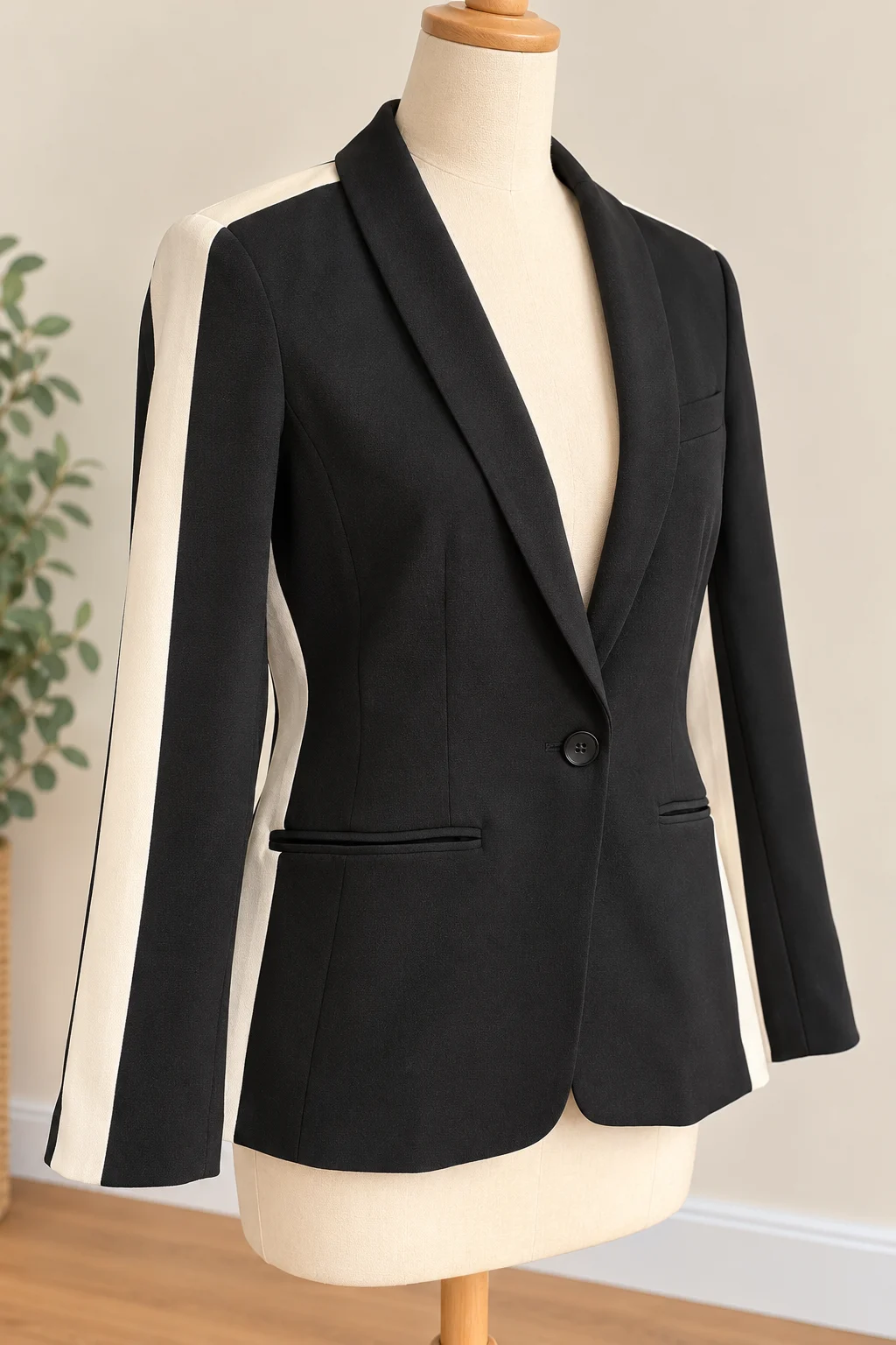 Veste blazer KOCCA – Noir et blanc – Taille XL – Fabriquée en Italie *Autre seconde main