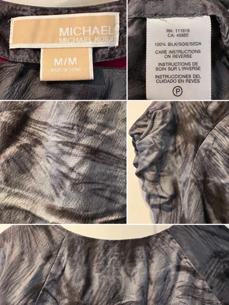 Image for MICHAEL Michael Kors – Blouse 100 % soie – Taille M – Imprimé abstrait