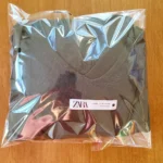Thumbnail for Robe tunique Zara vert olive, semi transparente col en V, longueur midi