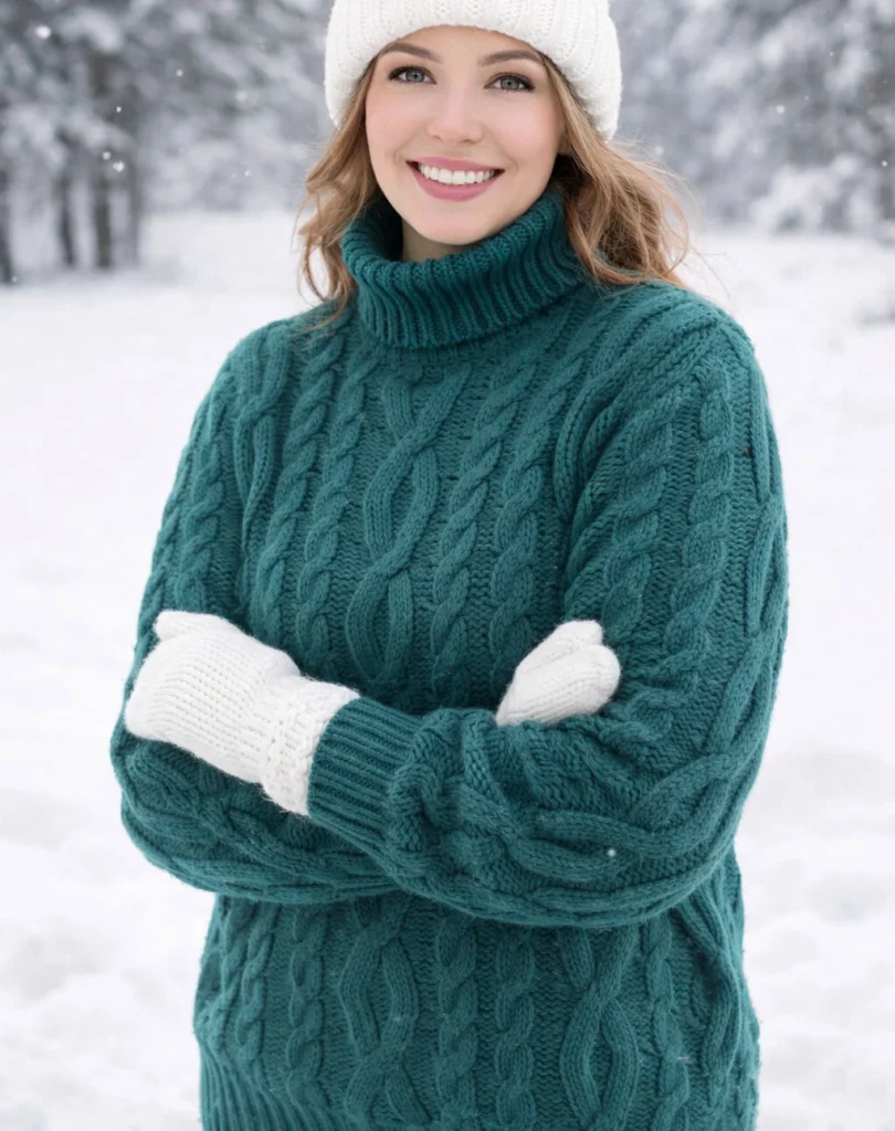Featured image for Pull torsadé unisexe Simons, turquoise vert