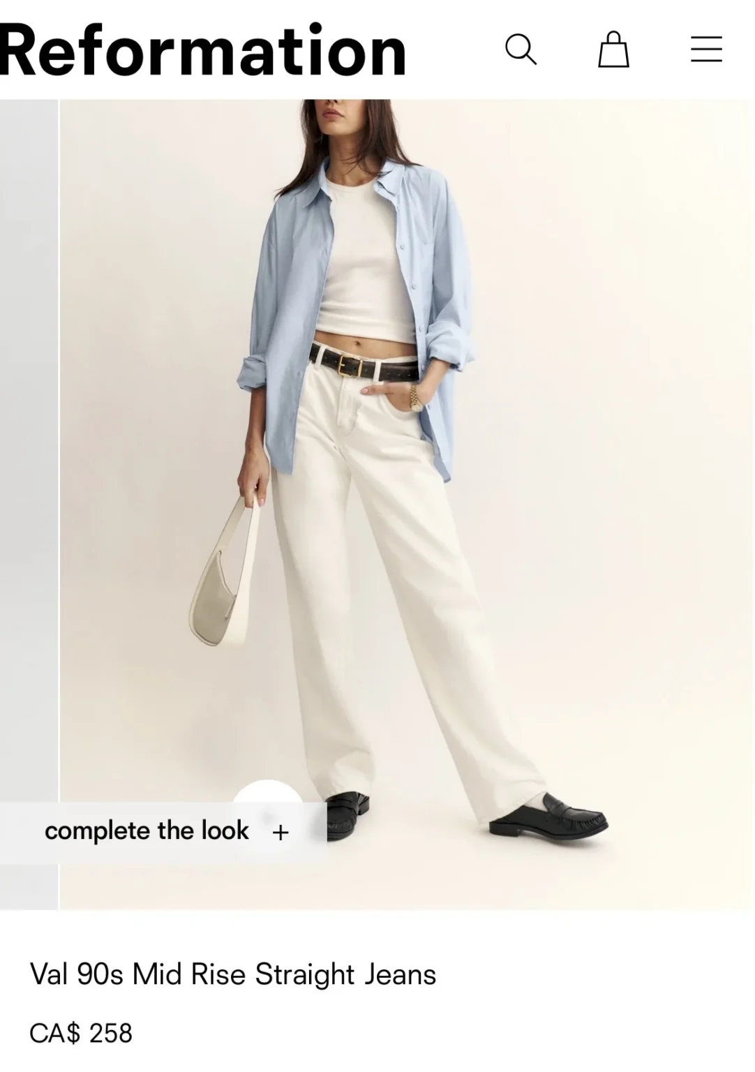 Image for Reformation - Val 90s Mid Rise Straight Jeans - Taille 24