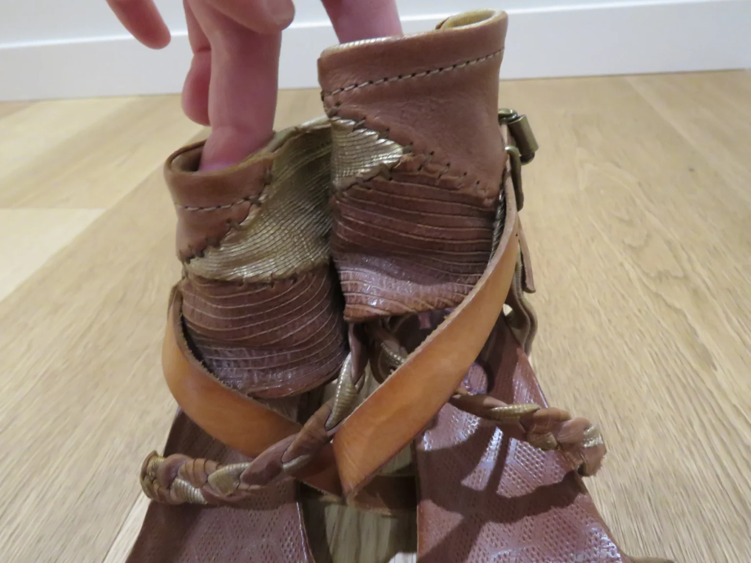 Image for A.S. 98 Ramos Clou Leather Gladiator Sandal Shoes in Tan US 8.5/9 Boho Grunge