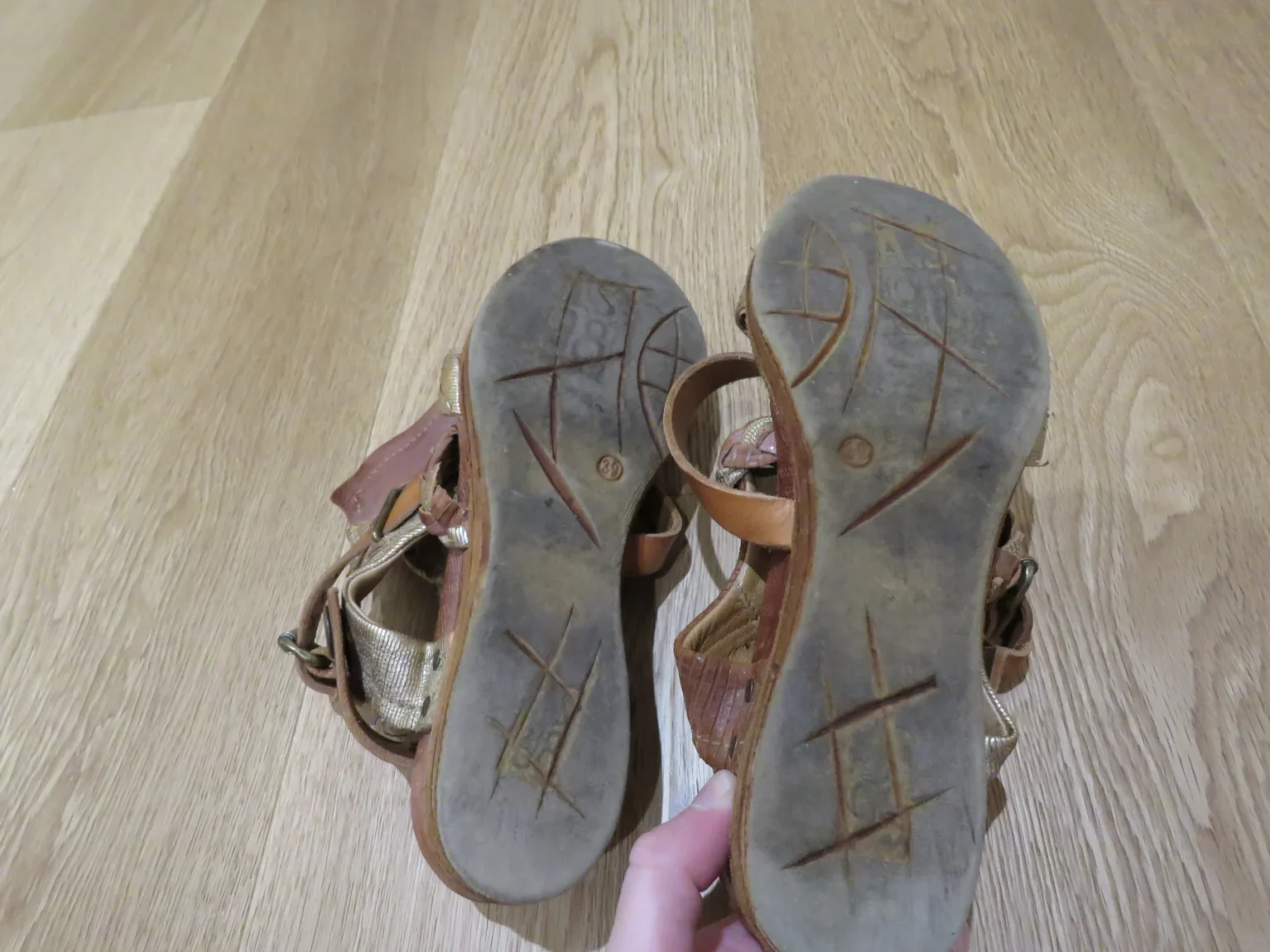 Image for A.S. 98 Ramos Clou Leather Gladiator Sandal Shoes in Tan US 8.5/9 Boho Grunge