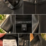 Thumbnail for Judith et Charles – Haut en cuir véritable noir – Taille 10 – Fait au Canada 🖤