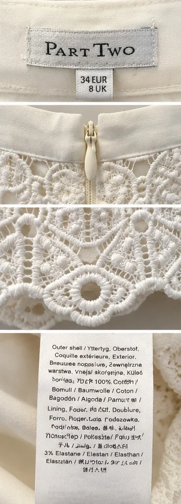 Image for Part Two – Ivory embroidered lace skirt – Size 34 EU