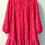 Thumbnail for Icône par Simons – Robe rose fuchsia à fleurs texturées – XL