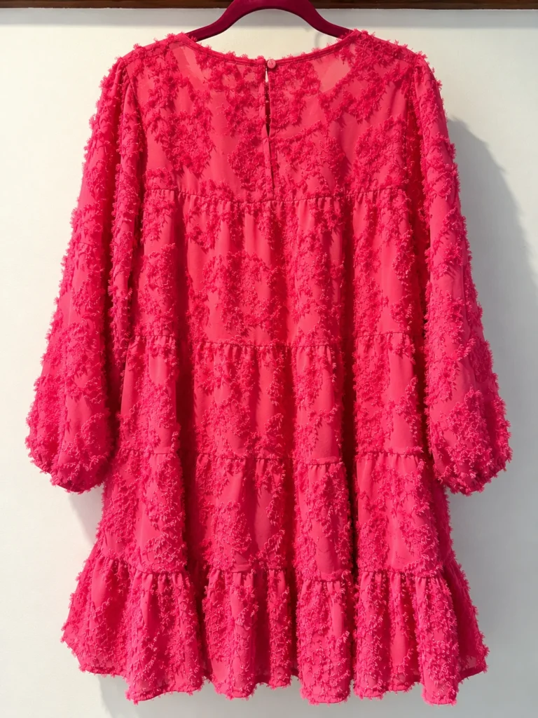 Image for Icône par Simons – Robe rose fuchsia à fleurs texturées – XL