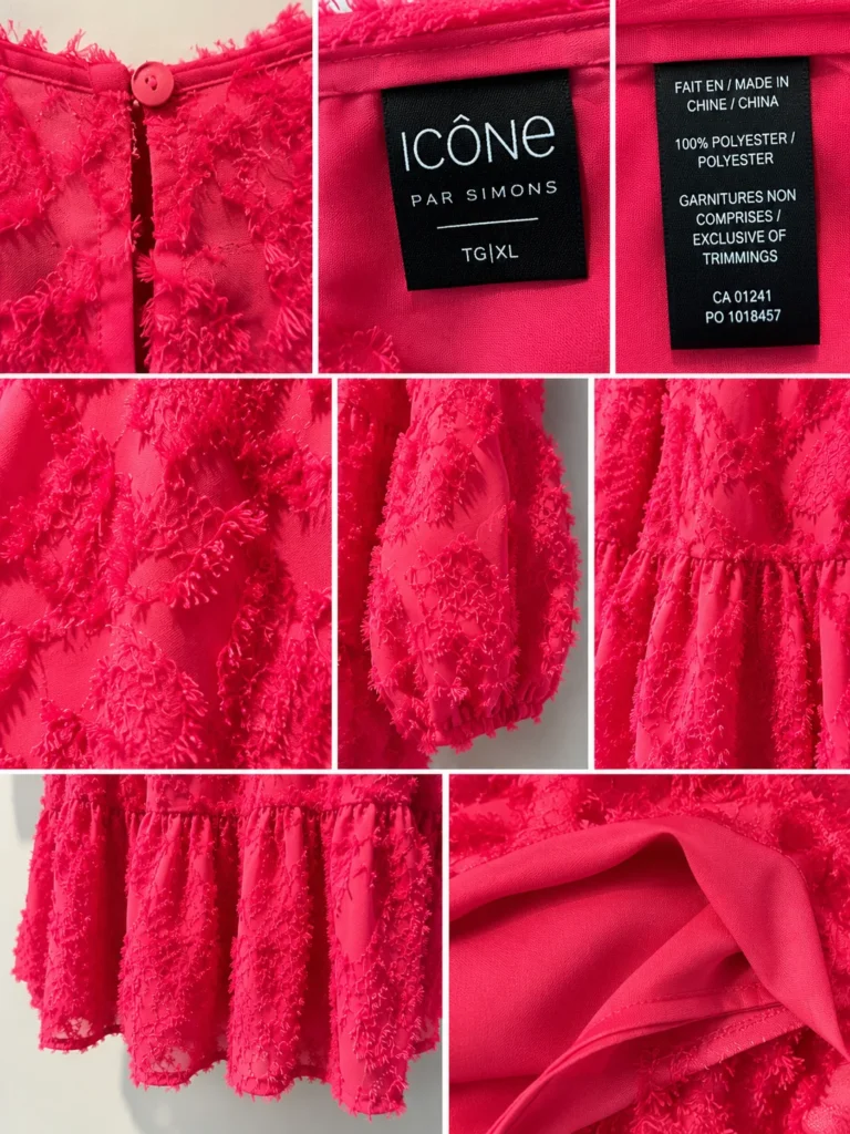 Image for Icône par Simons – Robe rose fuchsia à fleurs texturées – XL