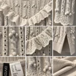 Thumbnail for Divided HM – Knitted jumper with pom-poms and broderie anglaise – M