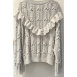 Thumbnail for Divided HM – Knitted jumper with pom-poms and broderie anglaise – M