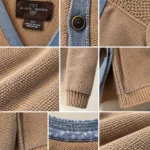 Thumbnail for 🤎 Black Brown 1826 – Cardigan en tricot texturé beige et bleu