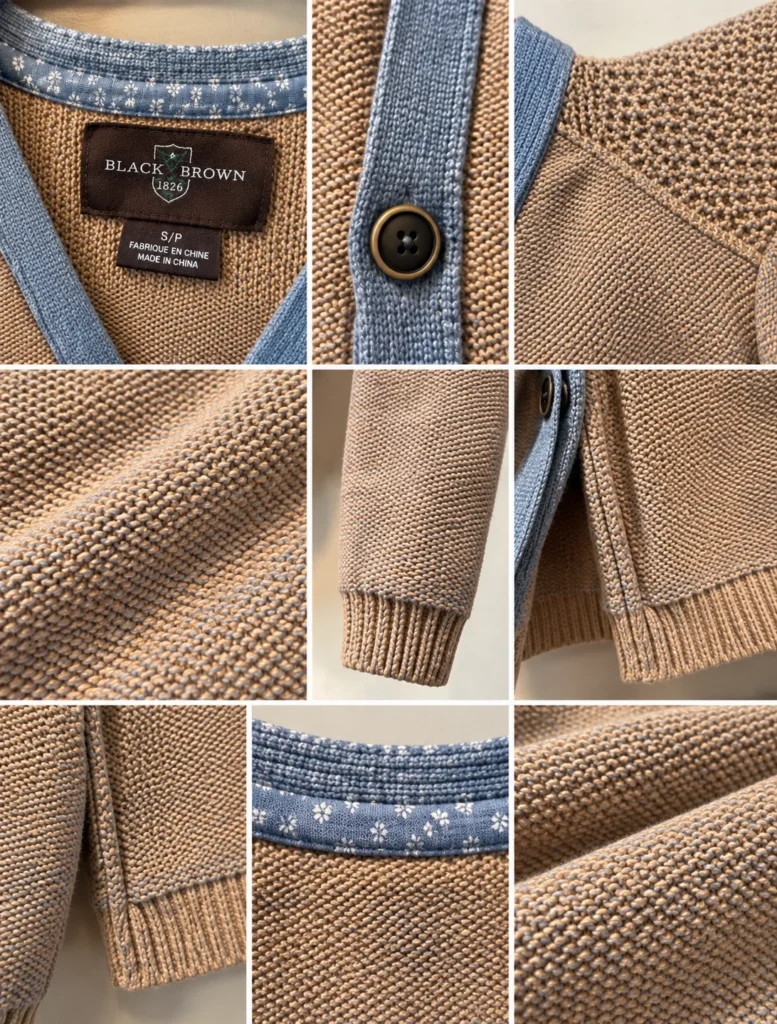 Image for 🤎 Black Brown 1826 – Cardigan en tricot texturé beige et bleu