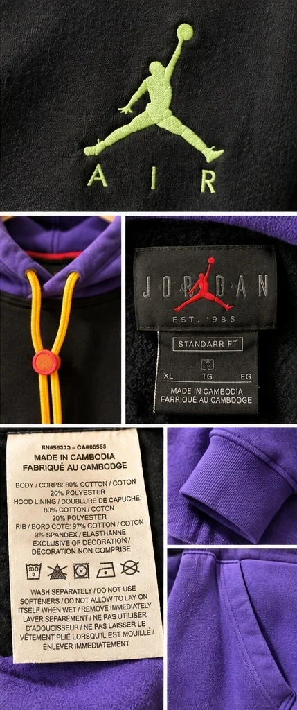 Image for 🏀 Jordan Air – Black and mauve hoodie with Jumpman logo – XL