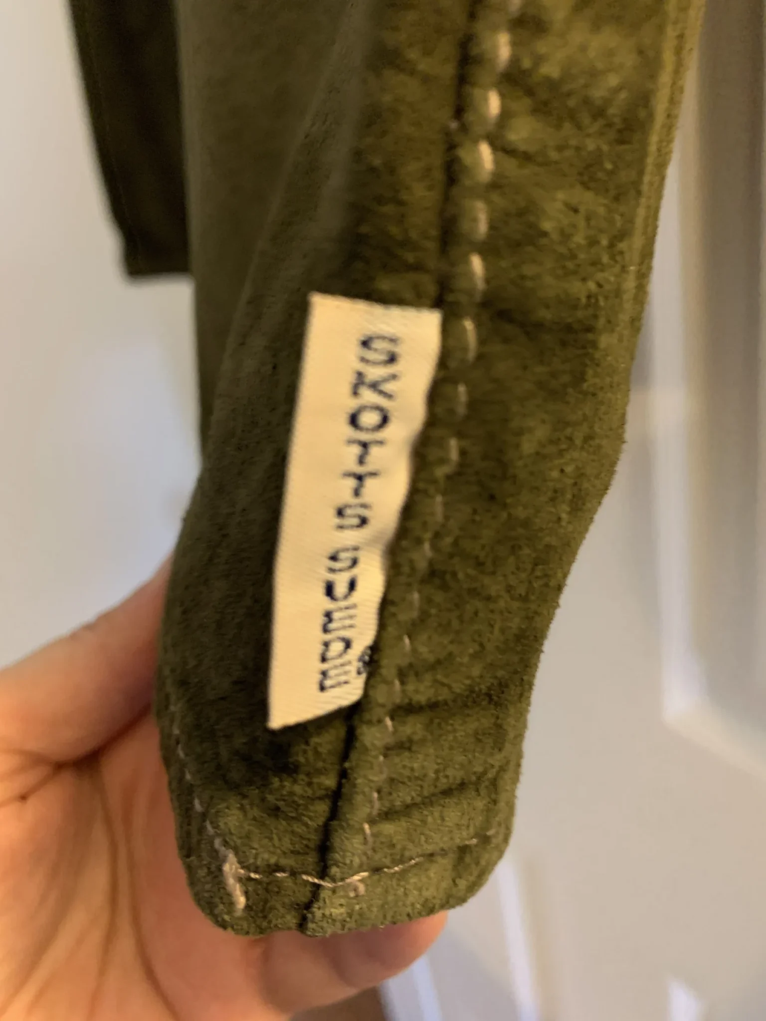Image for Jupe courte en suède véritable vert olive Skotts Suede