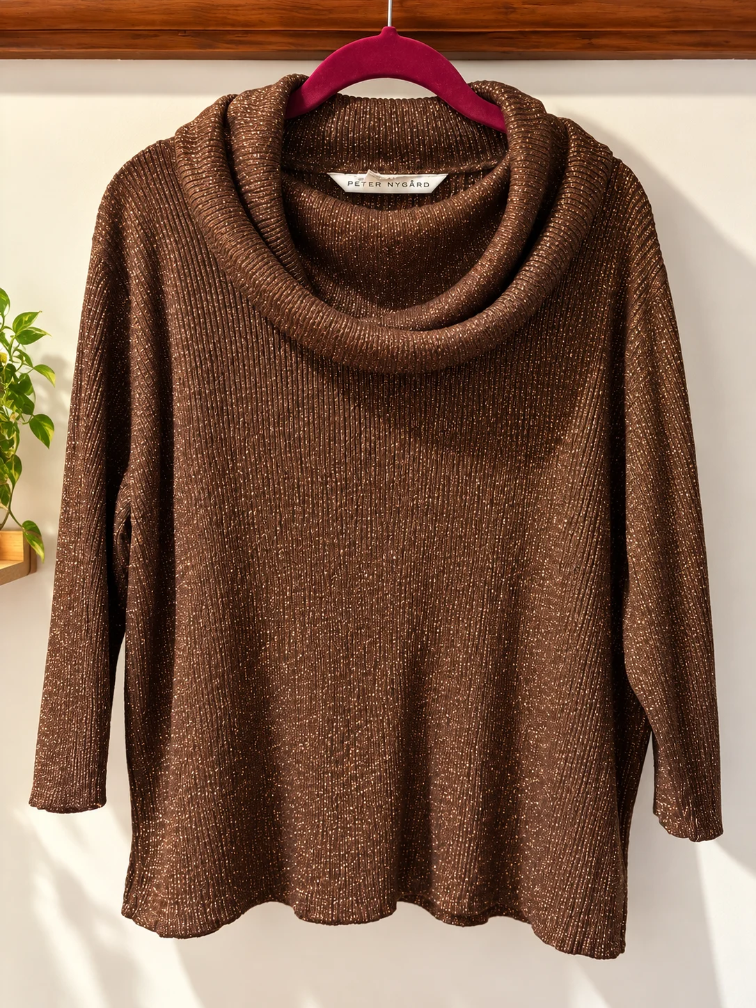 Peter Nygård – Haut en tricot brun scintillant doré – Taille 2X *Autre seconde main