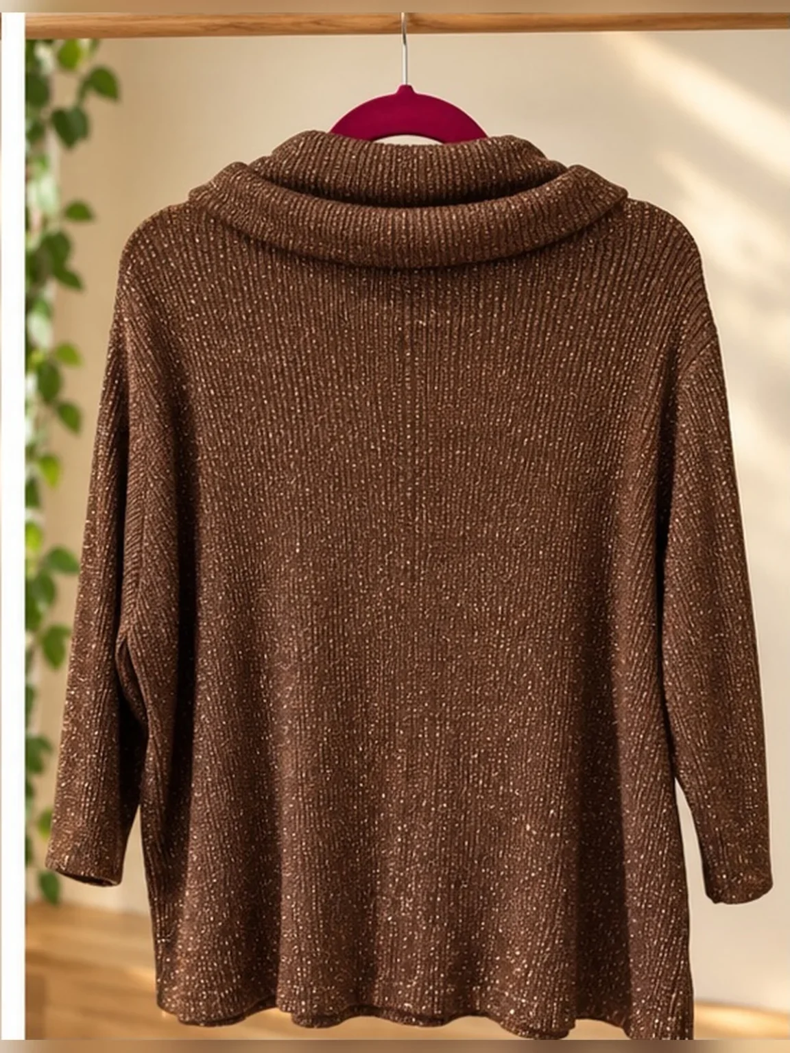 Image for Peter Nygård – Brown knitted top with gold glitter – Size 2X