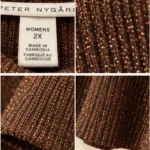 Thumbnail for Peter Nygård – Brown knitted top with gold glitter – Size 2X