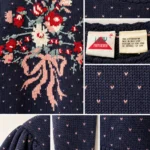 Thumbnail for Lady Outlook – Navy blue jumper with floral embroidery – 100% cotton