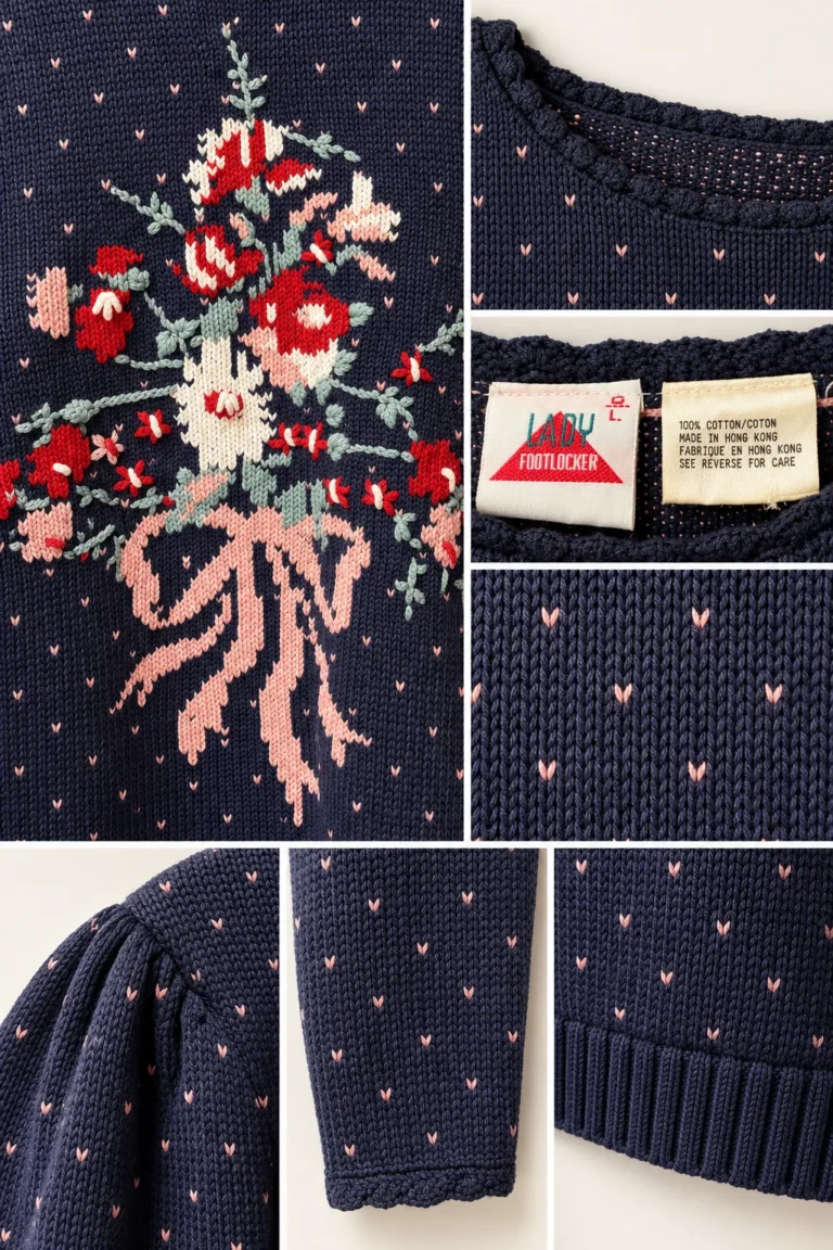 Image for Lady Outlook – Navy blue jumper with floral embroidery – 100% cotton