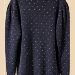 Thumbnail for Lady Outlook – Navy blue jumper with floral embroidery – 100% cotton