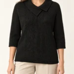 Thumbnail for Black ALIA jumper with a crossover neckline — Large