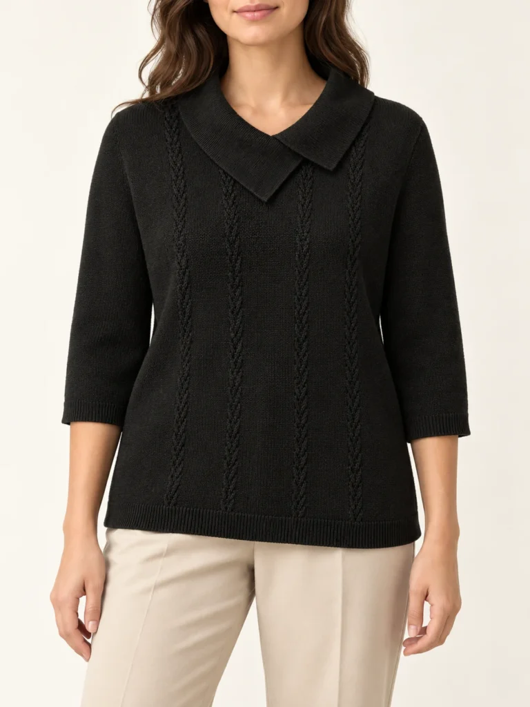 Image for Black ALIA jumper with a crossover neckline — Large