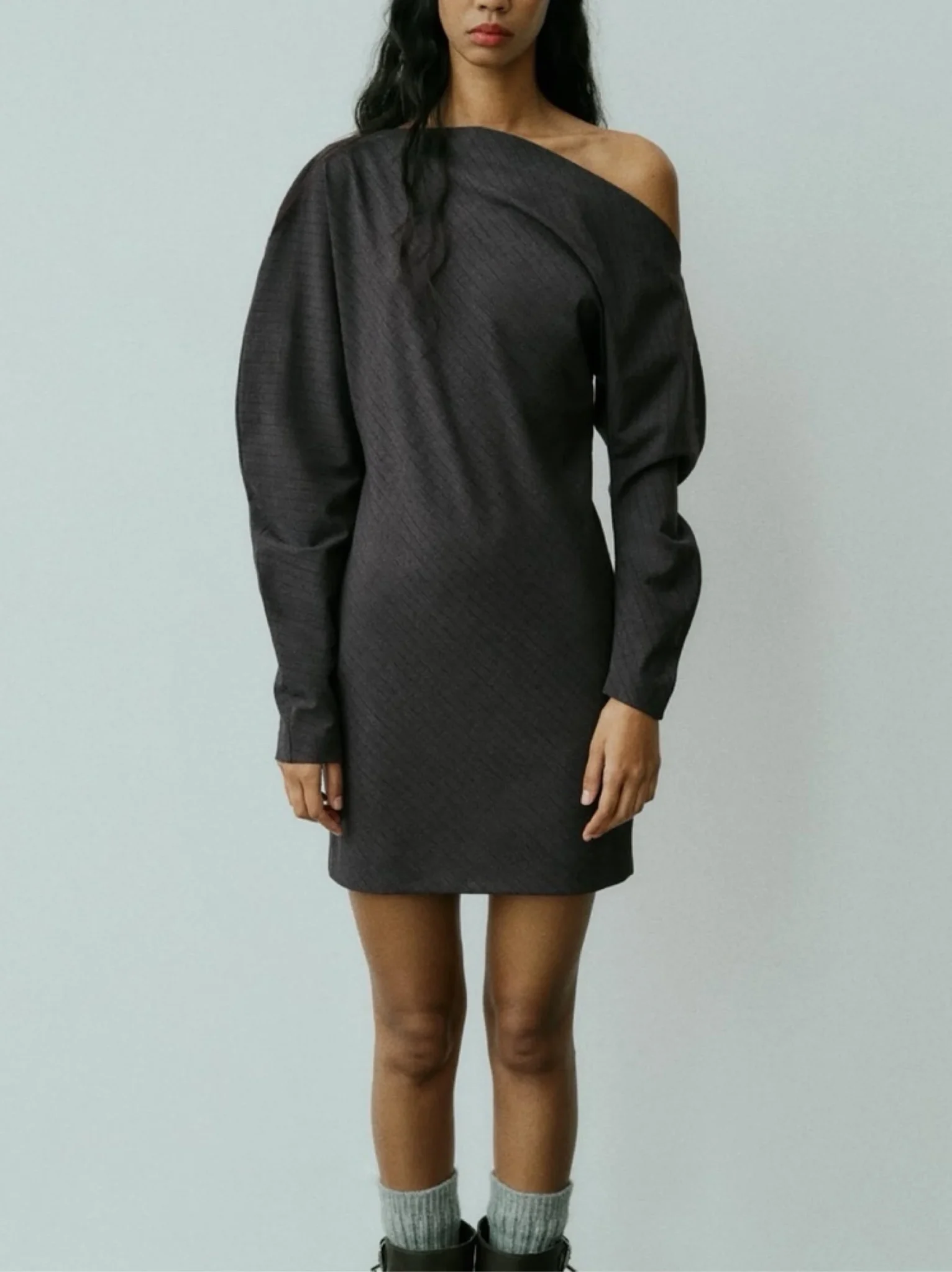Featured image for Zara grey asymmetrical dress, size S