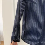 Thumbnail for Chemise Equipment 100% soie bleu marine à rayure taille M