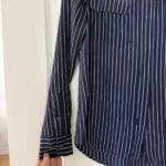 Thumbnail for Chemise Equipment 100% soie bleu marine à rayure taille M
