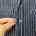 Thumbnail for Chemise Equipment 100% soie bleu marine à rayure taille M