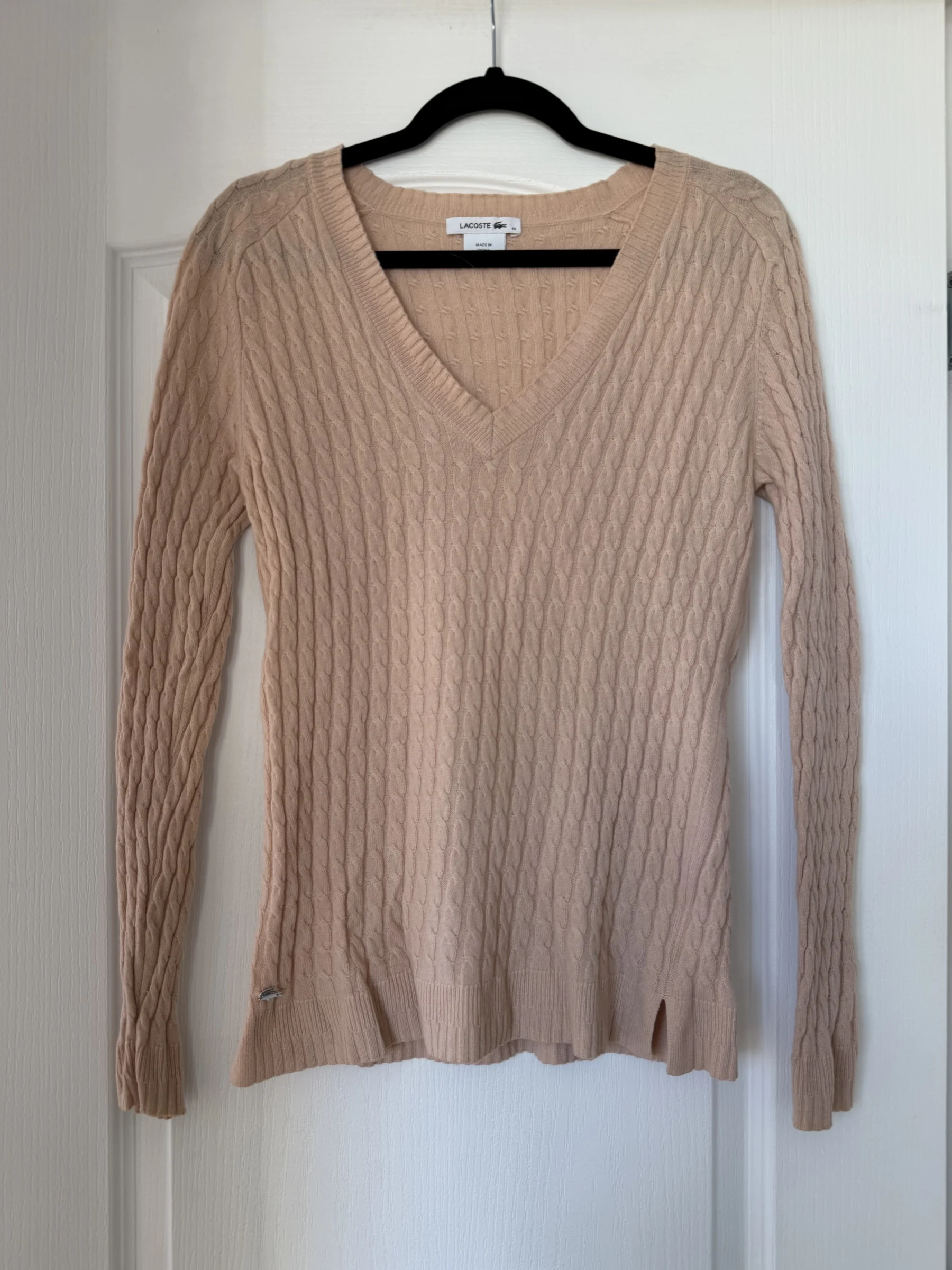 Lacoste pale pink wool and cashmere jumper, size 40 Lacoste seconde main