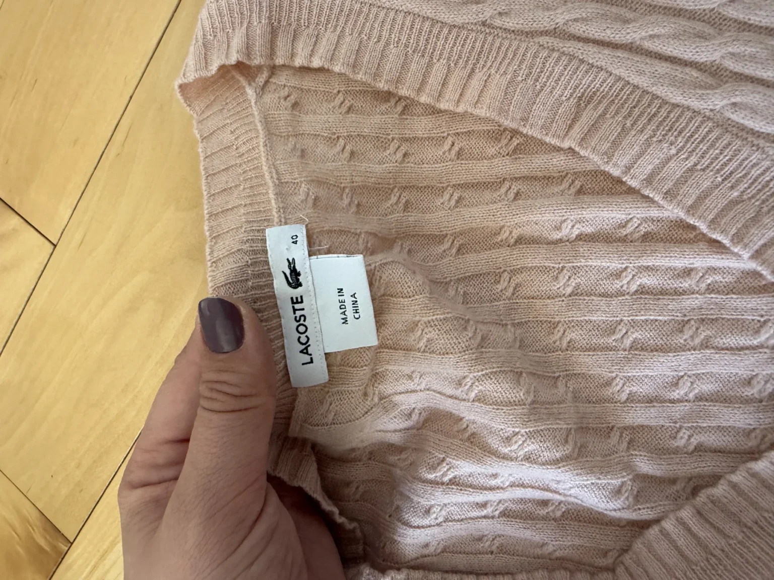 Image for Lacoste pale pink wool and cashmere jumper, size 40