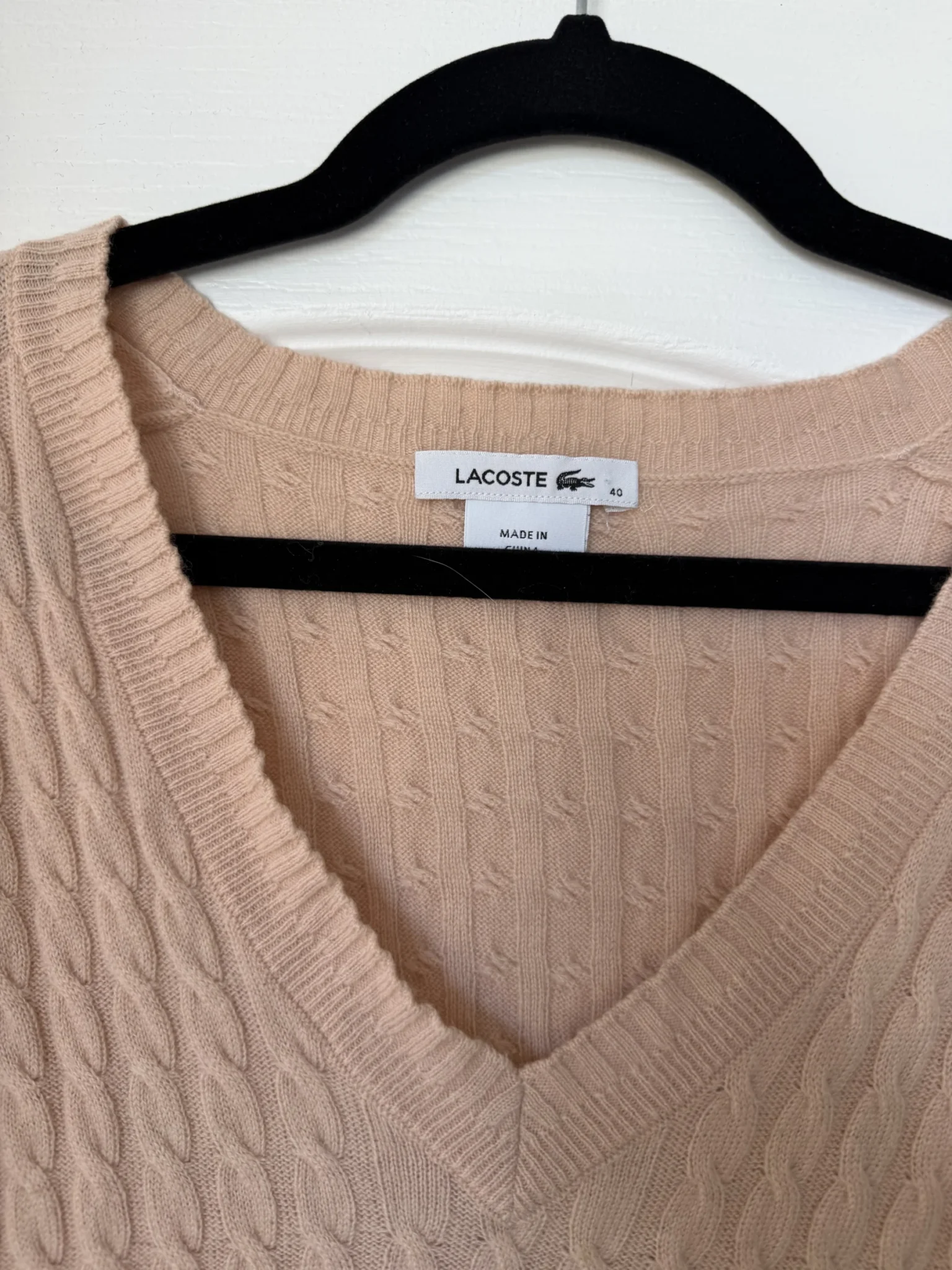 Image for Lacoste pale pink wool and cashmere jumper, size 40