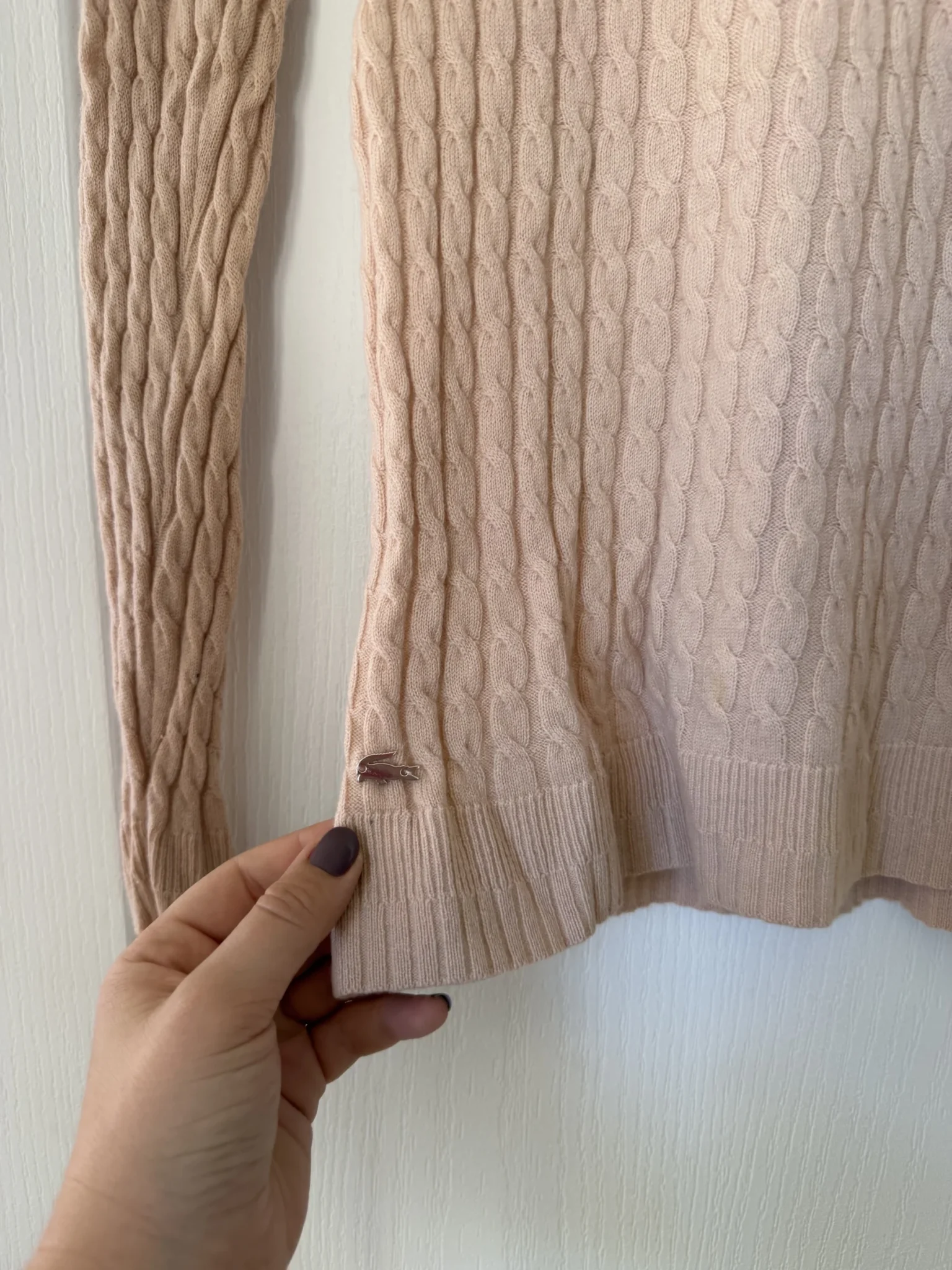 Image for Lacoste pale pink wool and cashmere jumper, size 40
