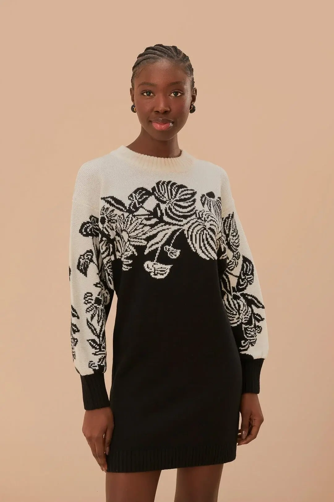 Farm Rio black and white jumper dress, size L *Autre seconde main