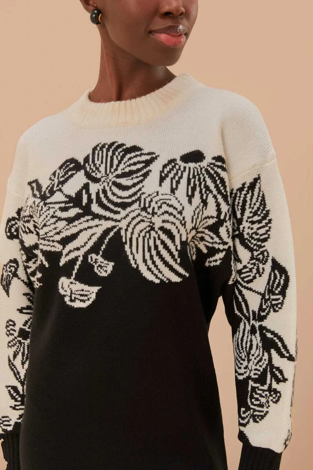 Image for Farm Rio black and white jumper dress, size L