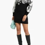 Thumbnail for Farm Rio black and white jumper dress, size L