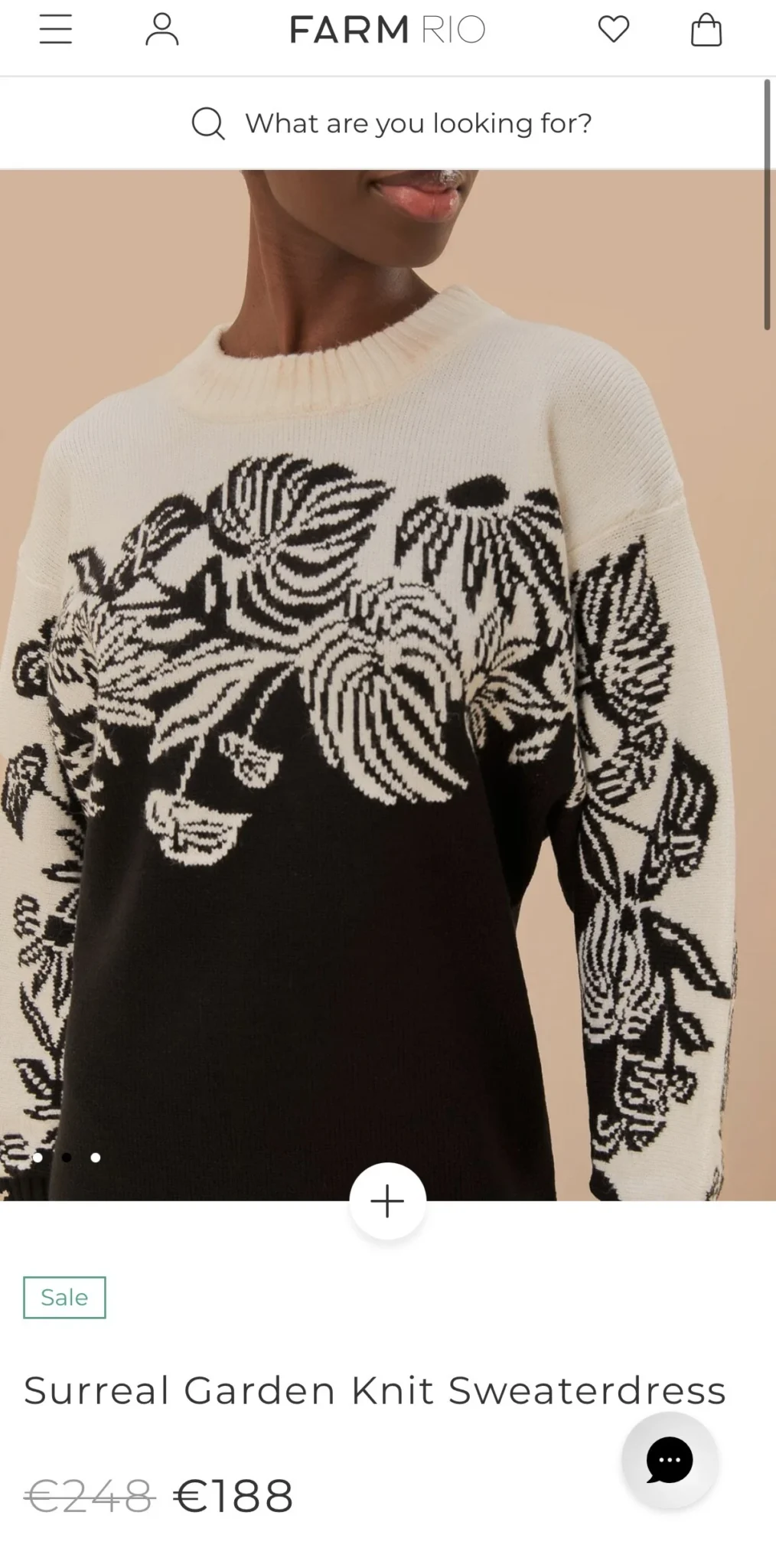 Image for Farm Rio black and white jumper dress, size L