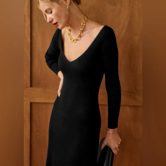 Image for Sézane long black jumper dress, size S, ‘Nour’ style