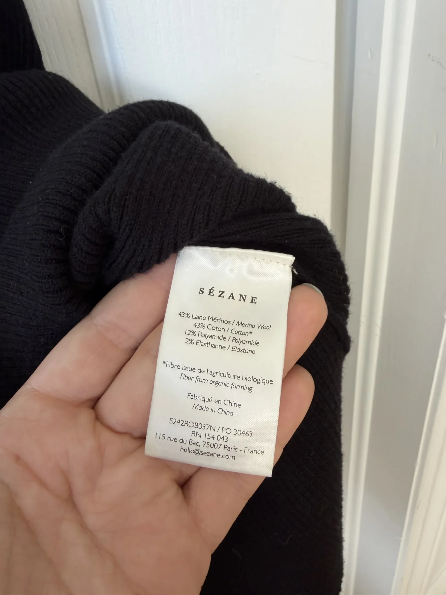 Image for Sézane long black jumper dress, size S, ‘Nour’ style