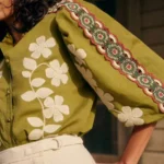 Thumbnail for Sézane embroidered blouse, size 38 (M)