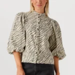 Thumbnail for Minus Nine blouse, size 38, zebra-print brown