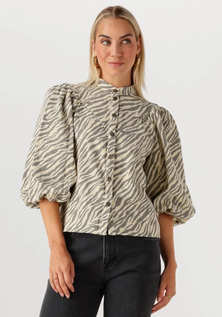 Image for Minus Nine blouse, size 38, zebra-print brown