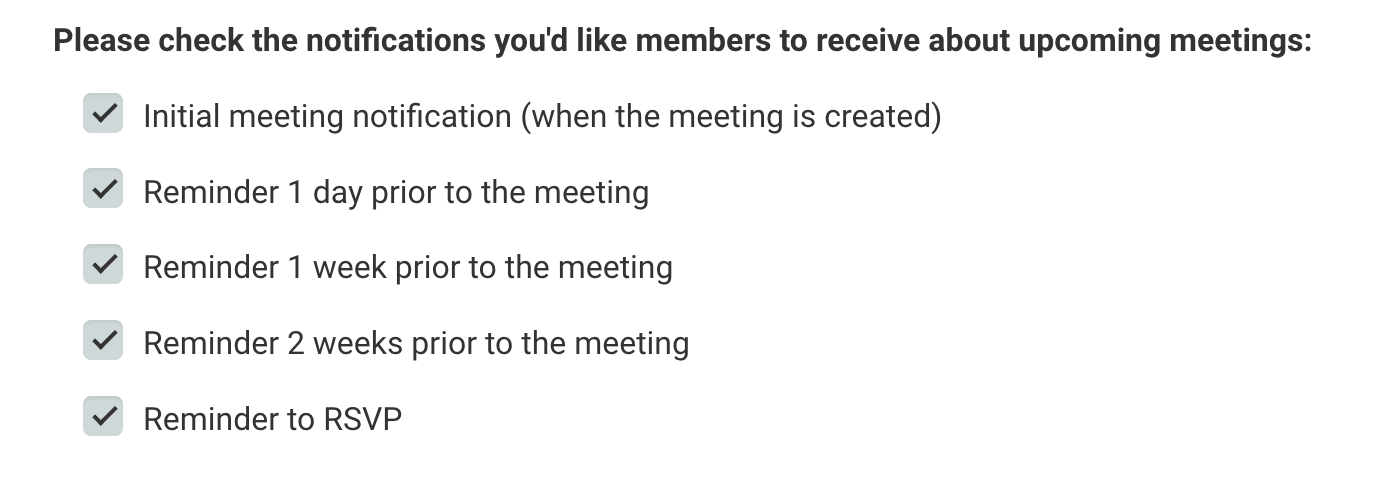 Image of Bookclubs meetings notification settings
