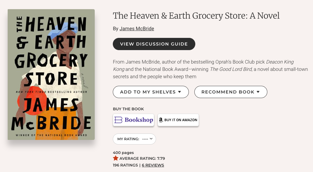 "The Heaven & Earth Grocery Store" on Bookclubs
