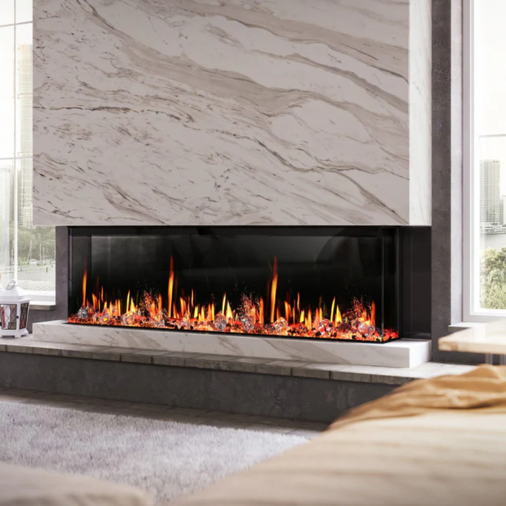 Litedeer Homes ZEF72TA WarmCastle 72 Electric Fireplace Amber