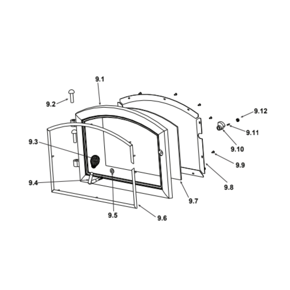 #9 Door, Glass And Door Handle Assembly