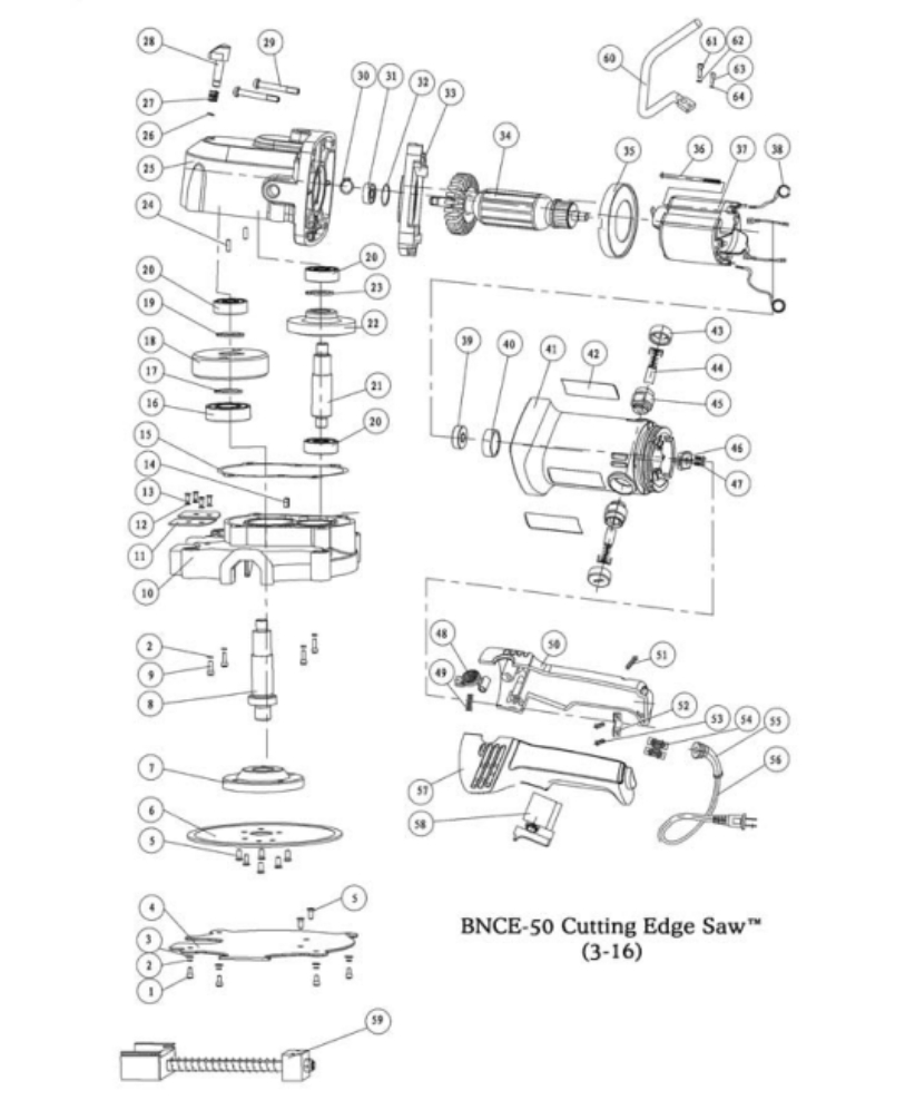 BNCE-50 Rebar Cutter Saw Parts