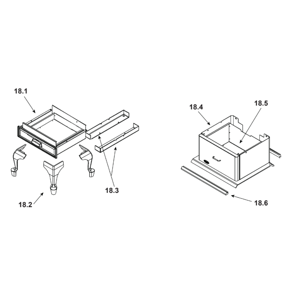 #18 Leg, Ash Pan And Pedestal Assembly