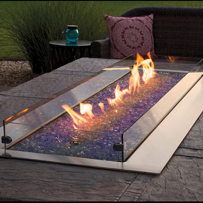 Empire OL48TP18P Carol Rose Coastal Collection Outdoor Fire Pit Linear 48" Manual Multicolor LED Lighting Propane